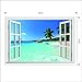 Amaonm Removable Huge Large 3D Beach Sea Window View Art Decor Wallpaper Mural Wall Decals Sticker for Home Wall Art Decor Kids Bedroom Living Room Decorations