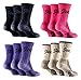 Jeep - 3 Pack Womens Thick Heavy Cushioned Padded Cotton Hiking Boot Crew Socks (Cerise Pink)