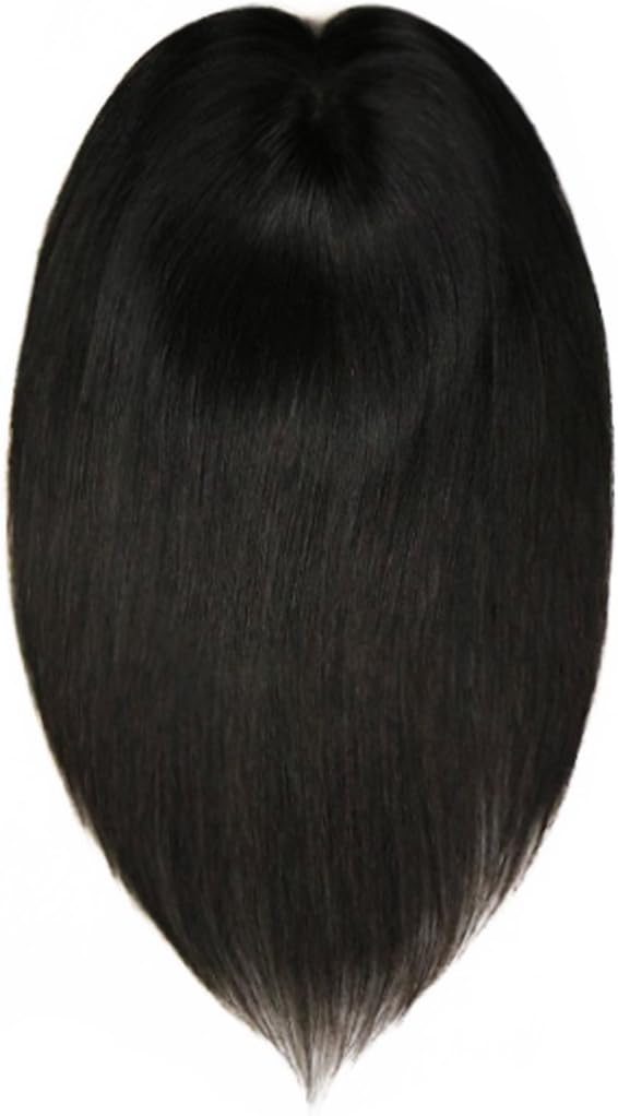 Uniwigs 5.5"5.5" Claire Virgin Remy Human Mono Hair Topper, Y-NB Natural Black,Dyeable and Restyleable, Hair Pieces for Hair Loss or Thin Hair (14'')