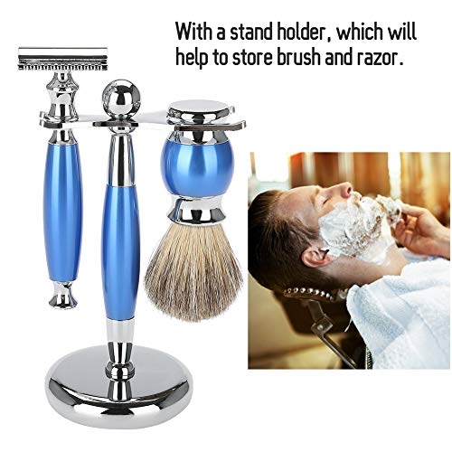 Beard Grooming Kit for Men Beard Shaving Set Safety Razor Brush, Brush Stand Rack Holder, Shaving Kit Set Mustache Care, Shaving Travel Case for Male(blue) - Thumbnail 3