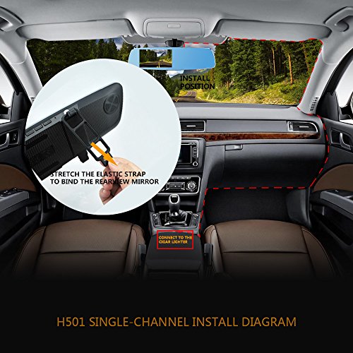MERRILL Rear View Mirror Dash Cam 5.0" LCD 1080p 170° Wide Angle Dual Cameras with G-sensor, Parking Monitor, Night Vision, 16GB SD Card