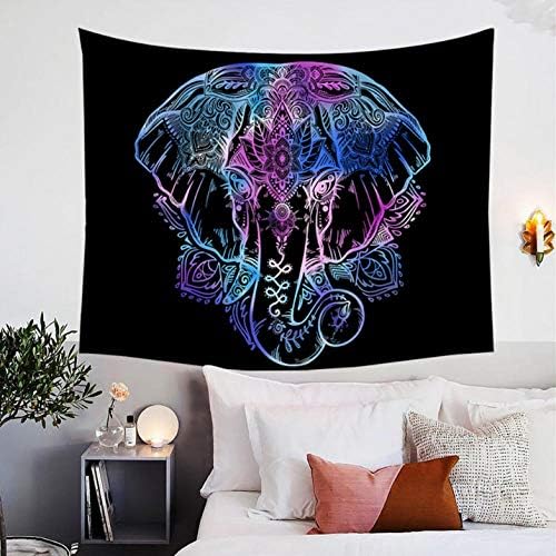Cyalla Colorful Elephant Tapestry Boho Wall Hanging Neon Lotus Flower Print Bedspreads Dorm Throw Bedroom Decor-230Cmx150Cm