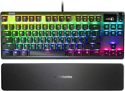 SteelSeries Apex 7 Mechanical Gaming Keyboard – OLED Smart Display – USB Passthrough and Media Controls – Linear and Quiet – RGB Backlit (Red Switch) (Renewed)