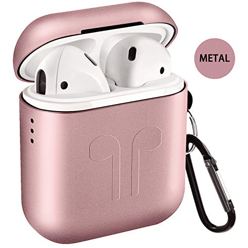 Metal Airpods Case 2019 Newest Full Protective Skin Cover Accessories Kits Compatible Airpods Charging Case Ultra Lightweight Dustproof Scratchproof Case-Rose Gold