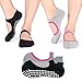 Non Slip Socks Cotton Yoga Socks Pilates Ballet Socks Dance for Women Men 2 Pack(Black & Grey)