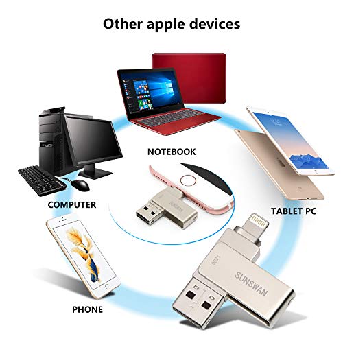 USB Drive 128GB USB Memory Stick iOS Flash Drives for iPhone Photo Stick External Drive Sunswan Comp - //coolthings.us