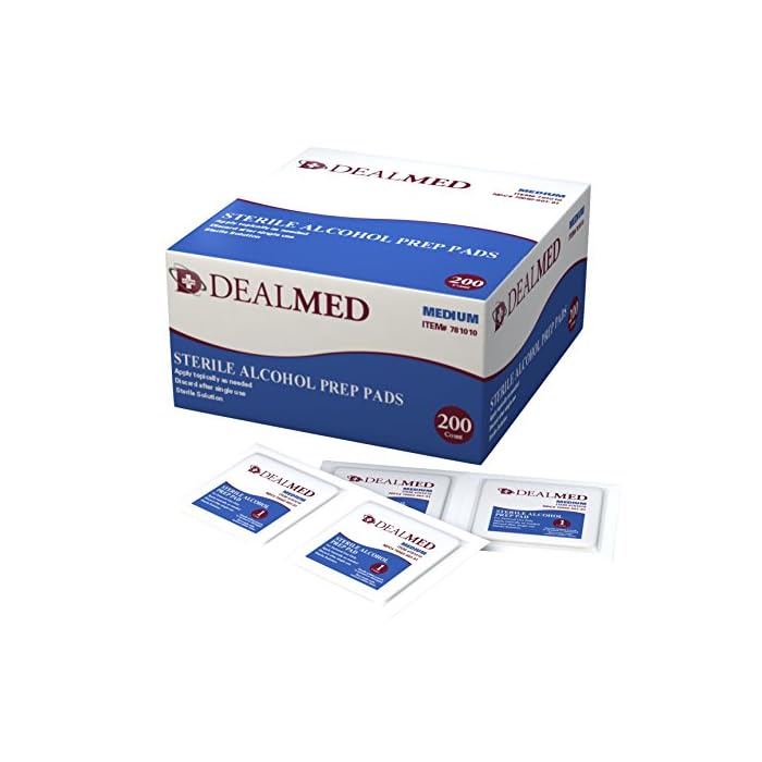 Dealmed Alcohol Prep Pads, Individually Wrapped, Latex-Free, Disposable Pads, 300/Box