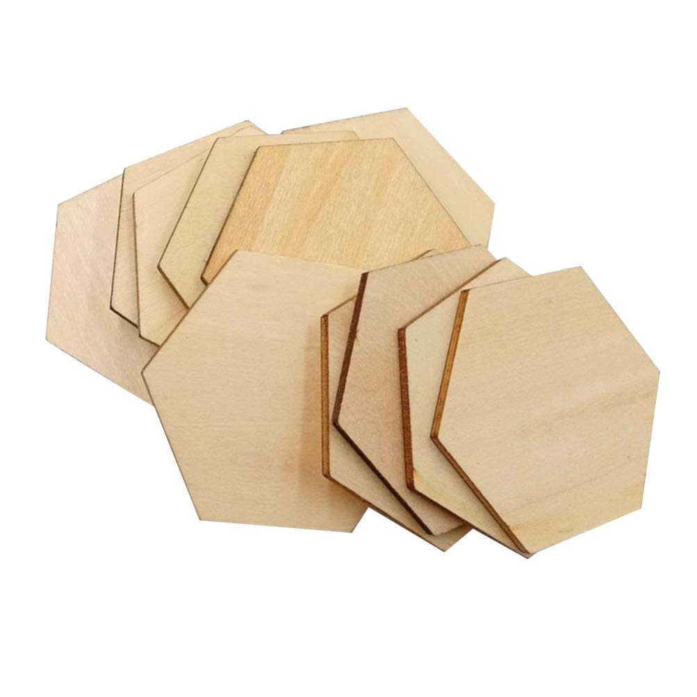 Healifty 100Pcs 1 Inch Hexagonal Wood Pieces Unfinished Wooden Hexagons for DIY Crafts Mosaic Tiles and Decorations