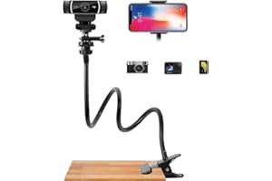 aienvh Webcam-Stand-Mount Phone Camera Desk-Clamp-Holder - 27 Inch Flexible Gooseneck Arm Mount Stand for Phone Gopro Hero We