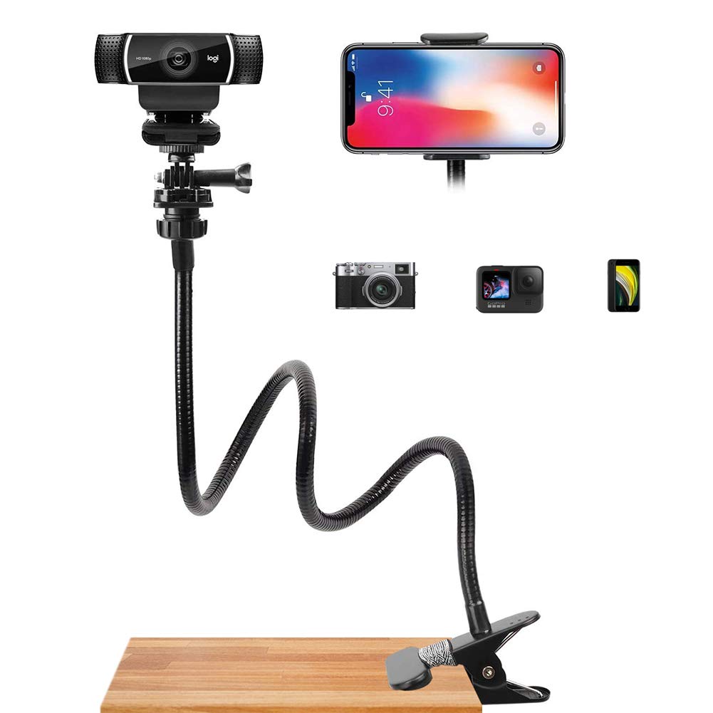 Photo 1 of aienvh Webcam-Stand-Mount Phone Camera Desk-Clamp-Holder - 27 Inch Flexible Gooseneck Arm Mount Stand for Phone Gopro Hero Webcam C922 C930 C930e C920 Brio 4K C615 C922x C925e C920s C270 C310