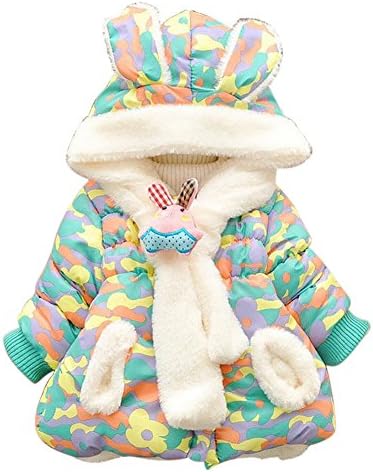 Baby Girls Infant Winter Rabbit Hood Outerwear Hoodie Coats Camouflage Jackets