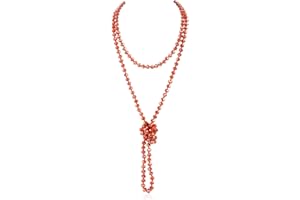 RIAH FASHION Hand Knotted Beads Endless Long Statement Necklace - Handmade Versatile Beaded Strand Lariat Multi Layer Infinity Wrap 60" Sparkly Faceted Crystal Rondelle, Faux Pearl