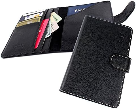 Passport Wallet, C33 Cover Case - Black Multi Compartment Passport Holder[Card Slots]