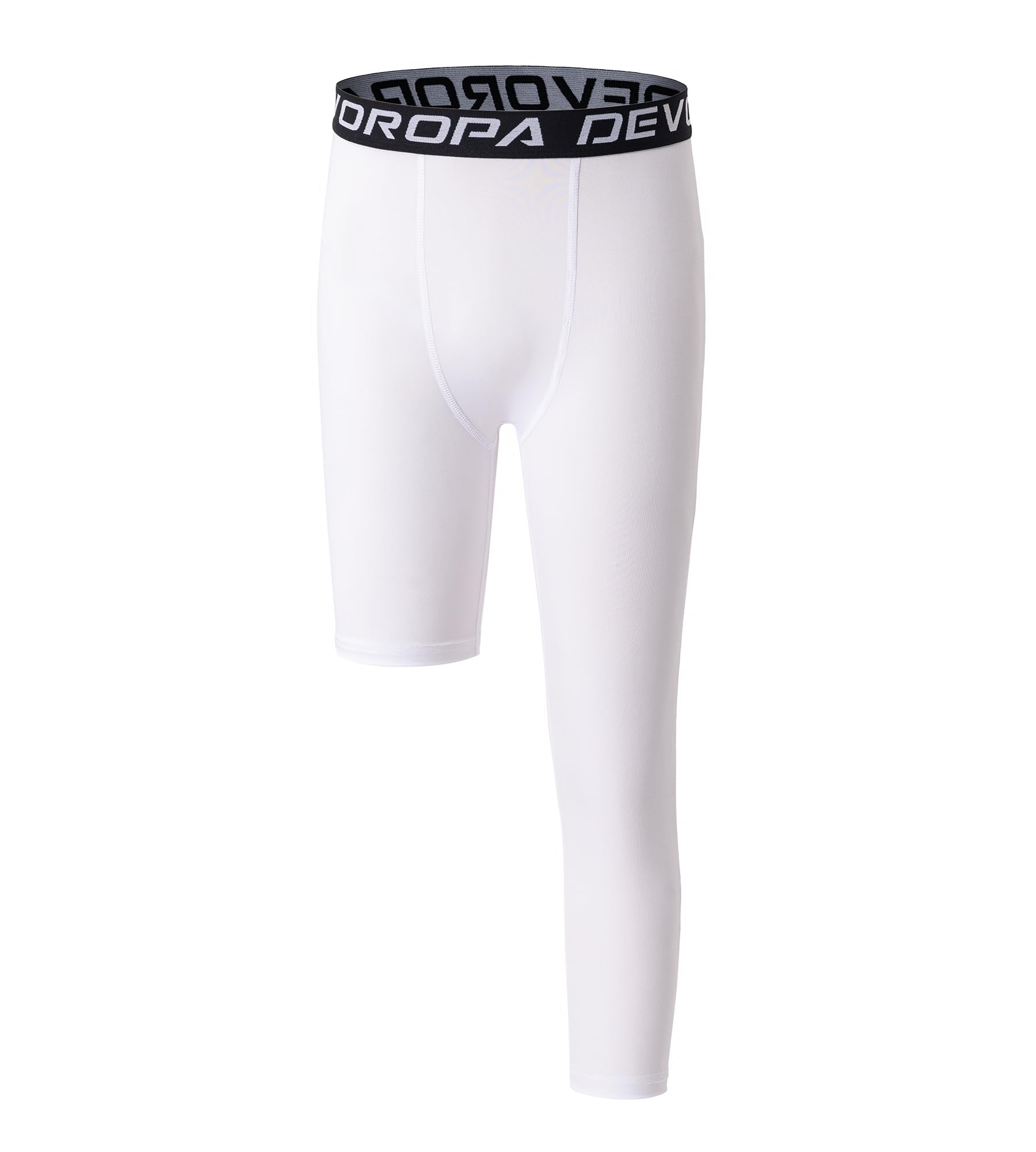 DEVOROPA Youth Boys One-Leg Compression Pants - 3/4 Length Basketball & Soccer Tights