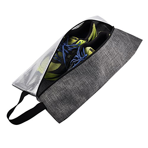 Travel Shoe Bags with Zippered & Handle Strap CGBE Visible Nylon Mesh Shoe Carrying Organizers One Fit Most 3 PACK (Dark gray)