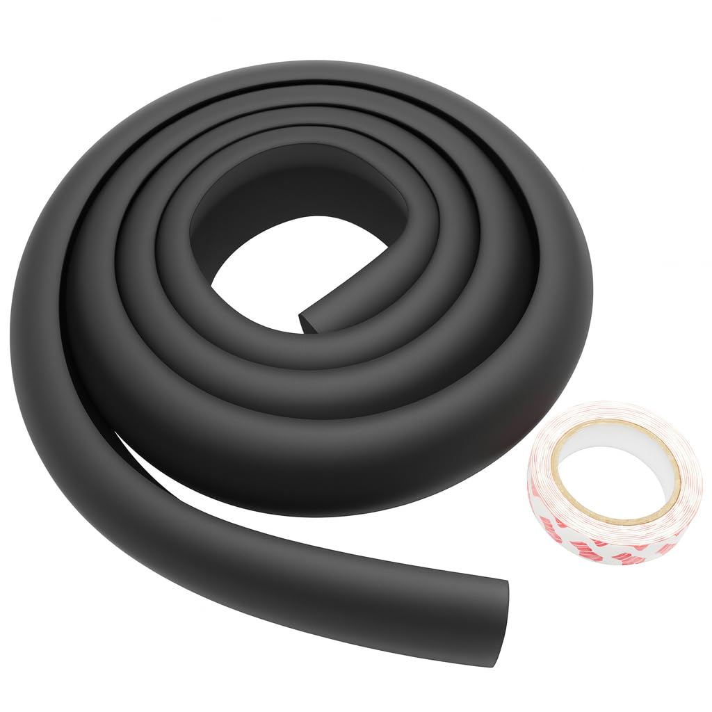 AKORD 2 Metre Black Edge Protector, Foam Corner & Edge Guard for Baby Proofing Furniture, Tables, and TV Cabinets – Child Safety Bumper Strip for Sharp Edges