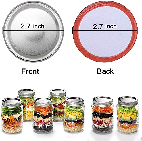 Mason Jar Lids,Regular Mouth Canning Lids, Canning Jar Lids with Silicone Seals Rings，Split-Type Lids Leak Proof and Secure Canning Jar Caps (Regular Mouth,12PCS)