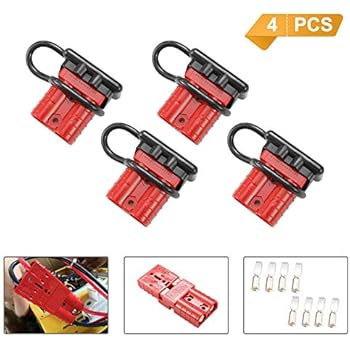 BUNKER INDUST 50A 6-10 Gauge Battery Quick Connect Disconnect Wire Harness Plug Kit 4 Pcs Battery Cable Quick Connect Disconnect Plug for Winch Auto Car Trailer Driver Electrical Devices,Red