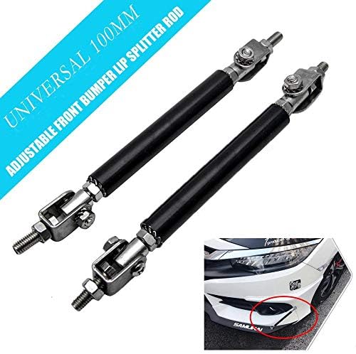 Car Front Bumper - HugeAuto 15CM 6'' Adjustable Car Front Bumper Lip Splitter Rod Strut Tie Bar Support Tool -Black-e.100mm Black