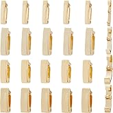 SUNNYCLUE 1 Box 32PCS 24K Gold Plated Fold Over Clasp Bracelet Extenders and Clasps Necklace Extension Clasps Metal Fastener Clasps for Jewelry Making Bracelets Necklaces Women DIY Craft Supply