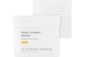 SUNGBOON EDITOR Deep Collagen Retinol Power Boosting Pads | Deep Hydration, Skin Elasticity for Dry Skin, Wrinkles, Korean Moisturzier, Korean Skincare, Toner Pads - 100 Count
