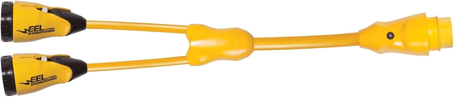 Marinco EEL 50-Amp 125/250-Volt Male to 2-30-Amp Female Y-Adapter, Yellow : Boating Shore Power Adapters : Sports & Outdoors