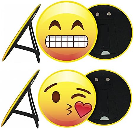 Fridge Emoji Face Magnets, Large 6”, with Easel Back for Table Top Party Décor, or Place on Refrigerator, School White Board, Kids Bedroom Art, Office Gift for Women &amp; Men, Made in USA