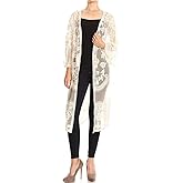 Anna-Kaci Floral Crochet Lace Cardigan for Women Beach Cover Ups Dress Kimono