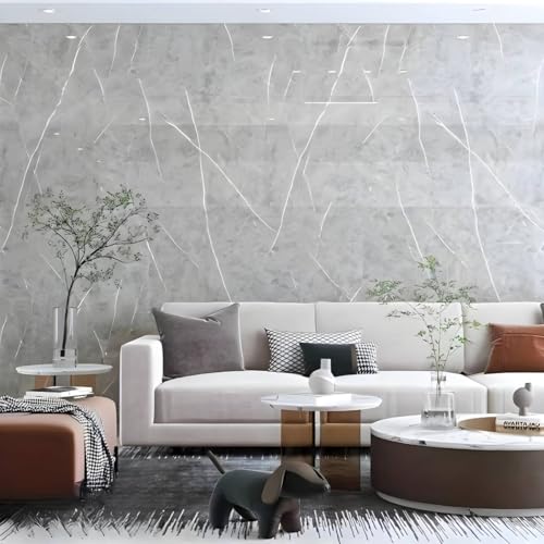 Placas Adesivas Mármore 3D Autocolantes Kit com 30 Unidades Revestimento Decorativo Lavável para Parede, Quarto, Sala e Banheiro 30cm x 60cm (Mármore Cinza Pietra, 30cm x 60cm)