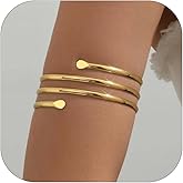 Dcfywl731 Arm Cuff Bracelet for Women Adjustable Upper Arm Jewelry Gold Cuff Bangles Bracelet Minimalist Jewelry Trendy Stuff Gifts