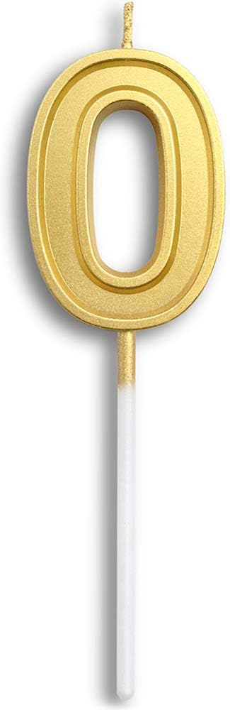 Dollet Birthday Candle Numbers 0 Cake Candle Topper for Kid’s/Adult’s Birthday Party