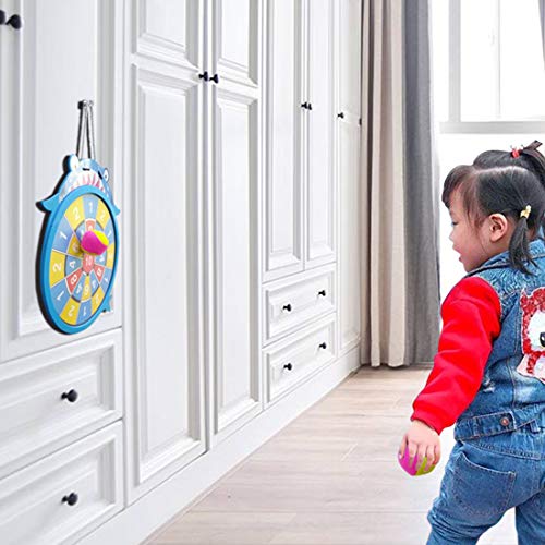 WEY&FLY Sticky Darts Board Set, Novelty Fabric Shark Dart Board Double-Sided Ball Board Game with 4 Soft Balls Safe for Kids Fun for Adults