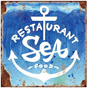 NEWNESS WORLD Restaurant SEA Food Retro Wooden Hanging Sign Wood Painting Plaque Wall Decoration for Bar/Pub/Home/Coffee Shop/Restauant(30 cm)
