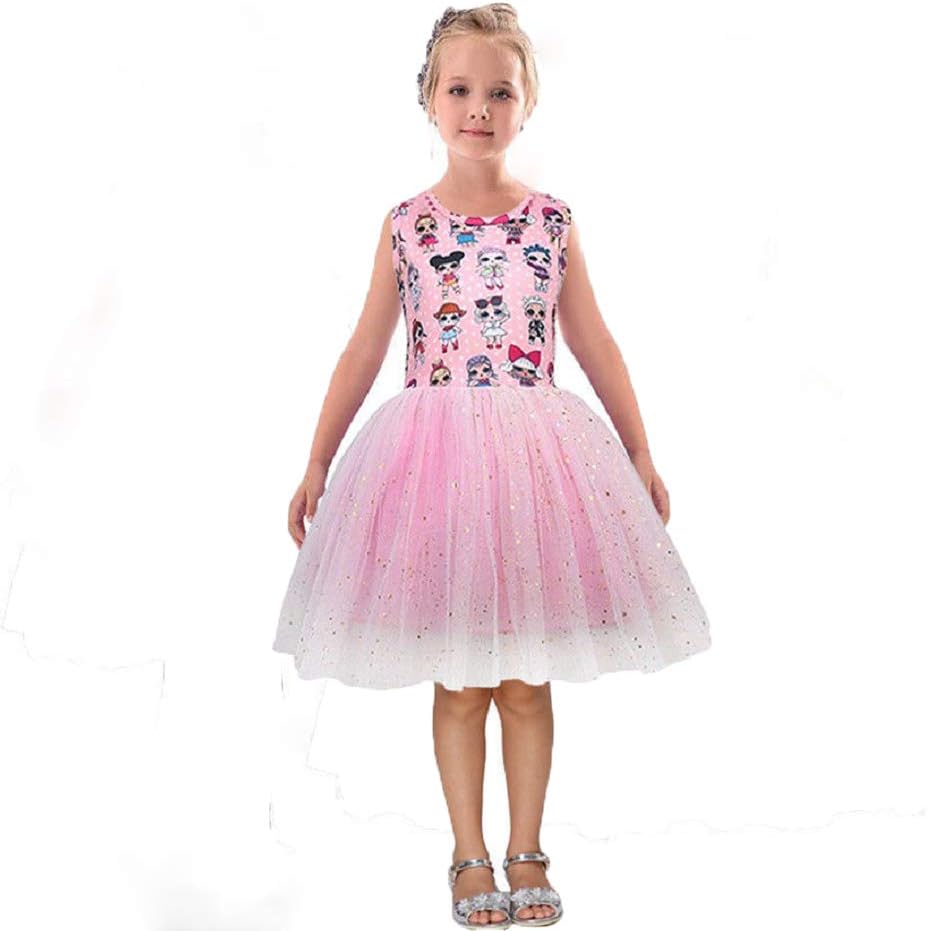Girls Cartoon Party Dress Comfy Doll Princess Tutu LOL Costume Birthday Tulle Holiday Clothes