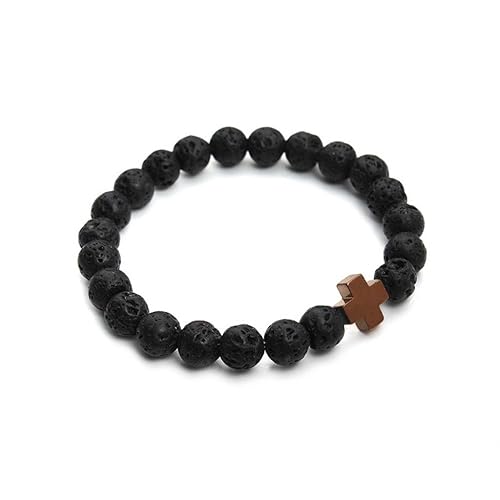 Amazon.com: 2016 New 8mm Natural Lava Stone Beaded Bracelet ...