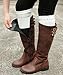 Cozy Design Women's Winter Knitted Boho Pattern Boot Cuffs in White