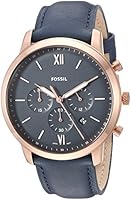 Fossil Men's 'Neutra Chrono' Quartz Stainless Steel and Leather Casual Watch, Color:Blue (Model: FS5454)