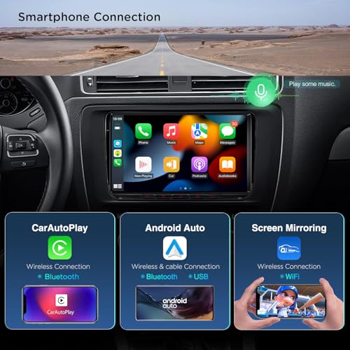 XTRONS Android 14 Car Radio for VW Skoda Seat 9 Inch IPS HD Screen Octa Core 4+64GB Built-in 4G LTE DAB+ WLAN GPS Bluetooth 5.0 Car Play Android Car AKM DSP Optional OBD DVR TPMS