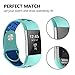 iGK Silicone Replacement Bands Compatible for Fitbit Charge 2, Adjustable Breathable Sport Strap Smartwatch Fitness Wristband with Air Holes Teal Navy Small
