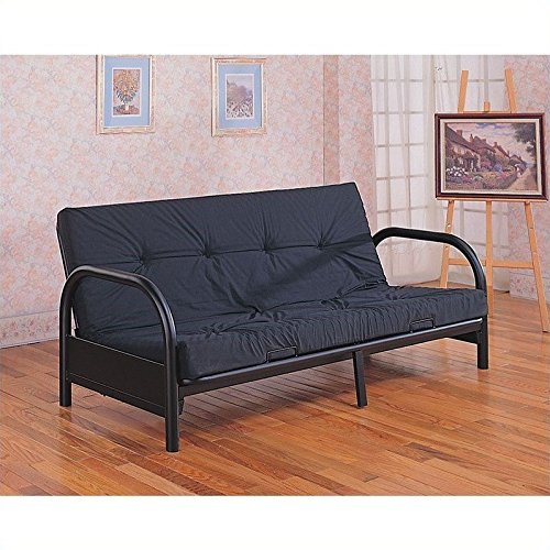 Coaster Metal Full Size Futon Frame with Small Armrest in Black