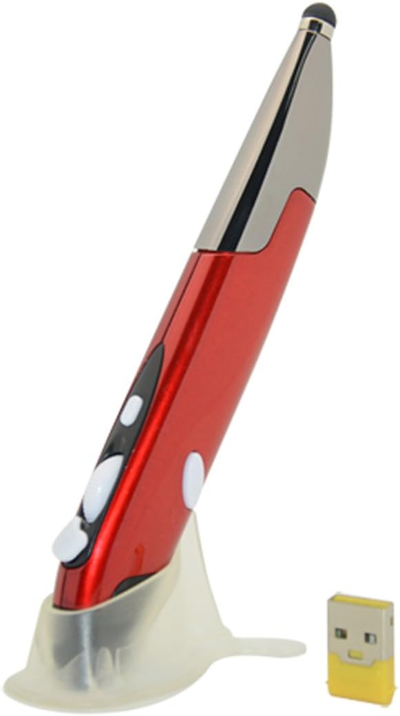 Optimal Shop 2.4GHz USB Wireless Optical Pen Mouse PPT Pointer Adjustable DPI Capacitive Touch Screen Stylus -Red