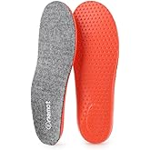 riemot Merino Wool Insoles for Men Comfortable Arch Support Insert Cushioning Plantar Fasciitis Relief Work Shoes Inserts Warm Sheepskin Insole for Winter Snow Boots Slippers Gray US10/ EU43