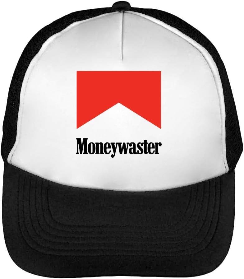 YoBrand Moneywaster Artwork Men's Baseball Trucker Cap Hat Snapback Black White