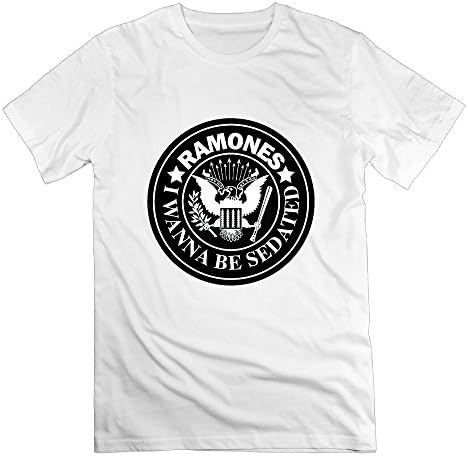 QTHOO Men's Ramones I Wanna Be Sedated Short Sleeve T-Shirt DeepHeather