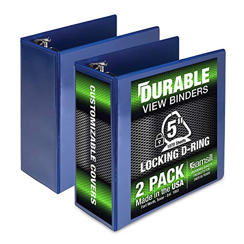 Samsill Durable 5 Inch Binder White DRing Binder/Customizable Clear