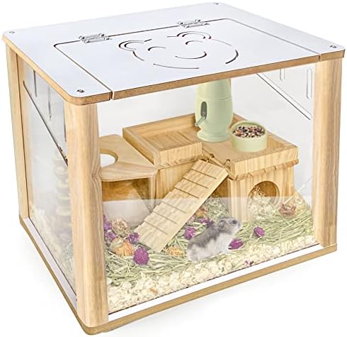 View of Chngeary Hamster Cage with Transparent Walls, Small Animal Cage Can ...