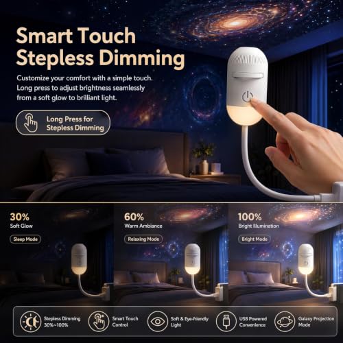 Bukbas 2-in-1 Galaxy Projector Night Light, Starry Sky Projector Children | 360° Adjustable USB LED Starry Sky Projector with 12 Sliding Projection Films for Car Bedroom Party Gifts