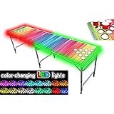 PartyPongTables.com 8-Foot Beer Pong Table with Cup Holes and LED Lights - Color Spectrum