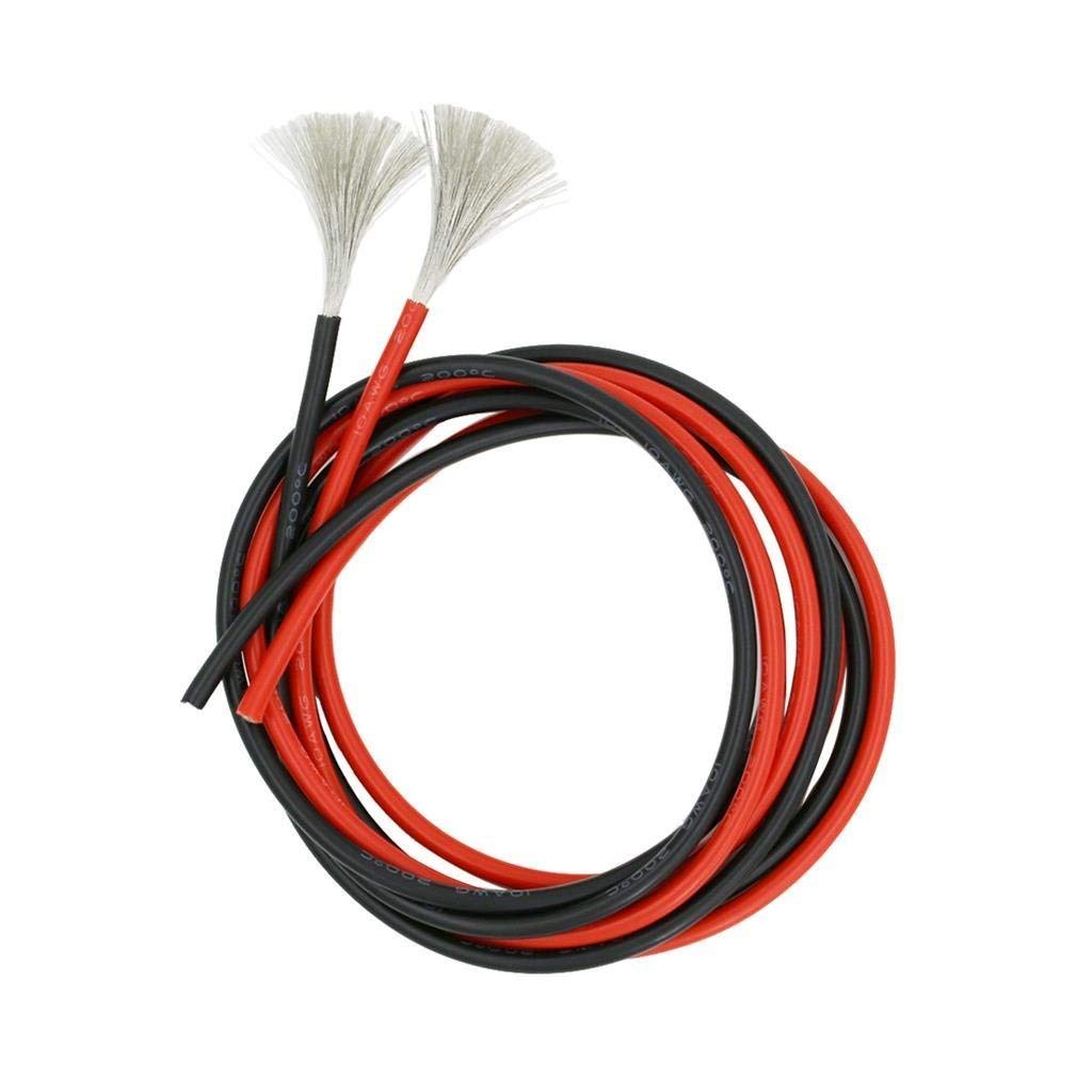 FLY RC 10 Gauge Electrical Cable - 10 AWG Silicone Wire 2 Meter [1 m Black and 1 m Red] Flexible Tinned Copper Wire for DIY RC Aircraft Auto Battery Clamp Hook Up