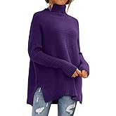 LILLUSORY Women's Oversized Turtleneck Sweaters Fall Batwing Sleeve Ribbed Tunic Sweater